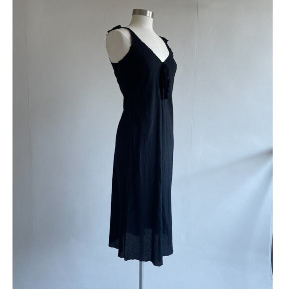 Vtg 90's BEAUTIFUL PEOPLE Black Slip Dress Sz Large Minimal Subversive Designer - Picture 1 of 8